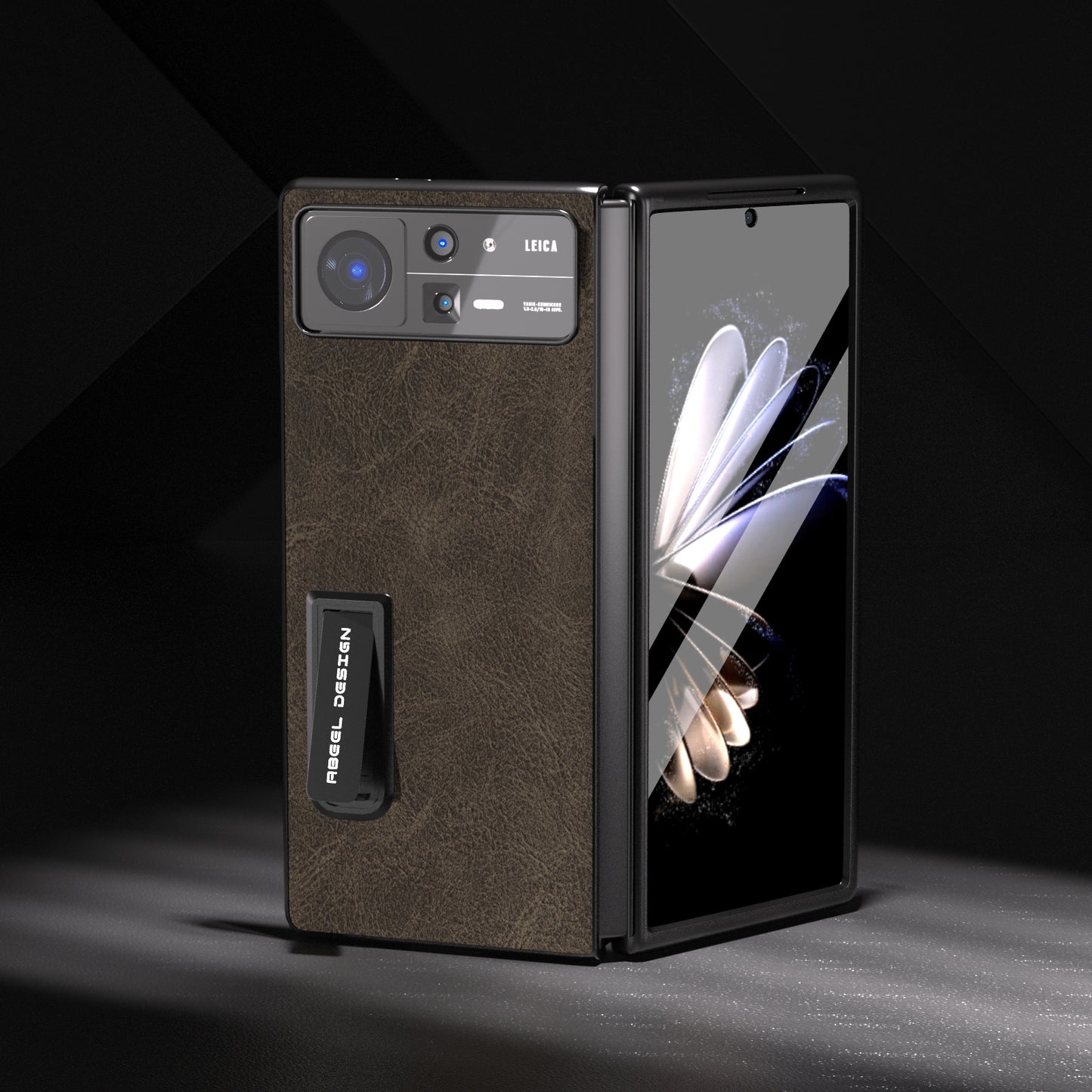 For Xiaomi Mix Fold 2 Integrated Dream Litchi Texture PU Phone Case with Holder(Khaki)