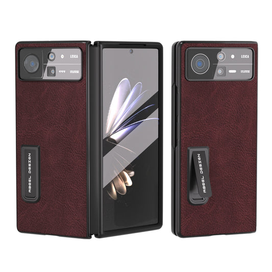 For Xiaomi Mix Fold 2 Integrated Dream Litchi Texture PU Phone Case with Holder(Purple)