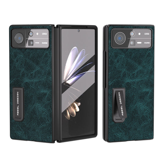 For Xiaomi Mix Fold 2 Integrated Dream Litchi Texture PU Phone Case with Holder(Blue)