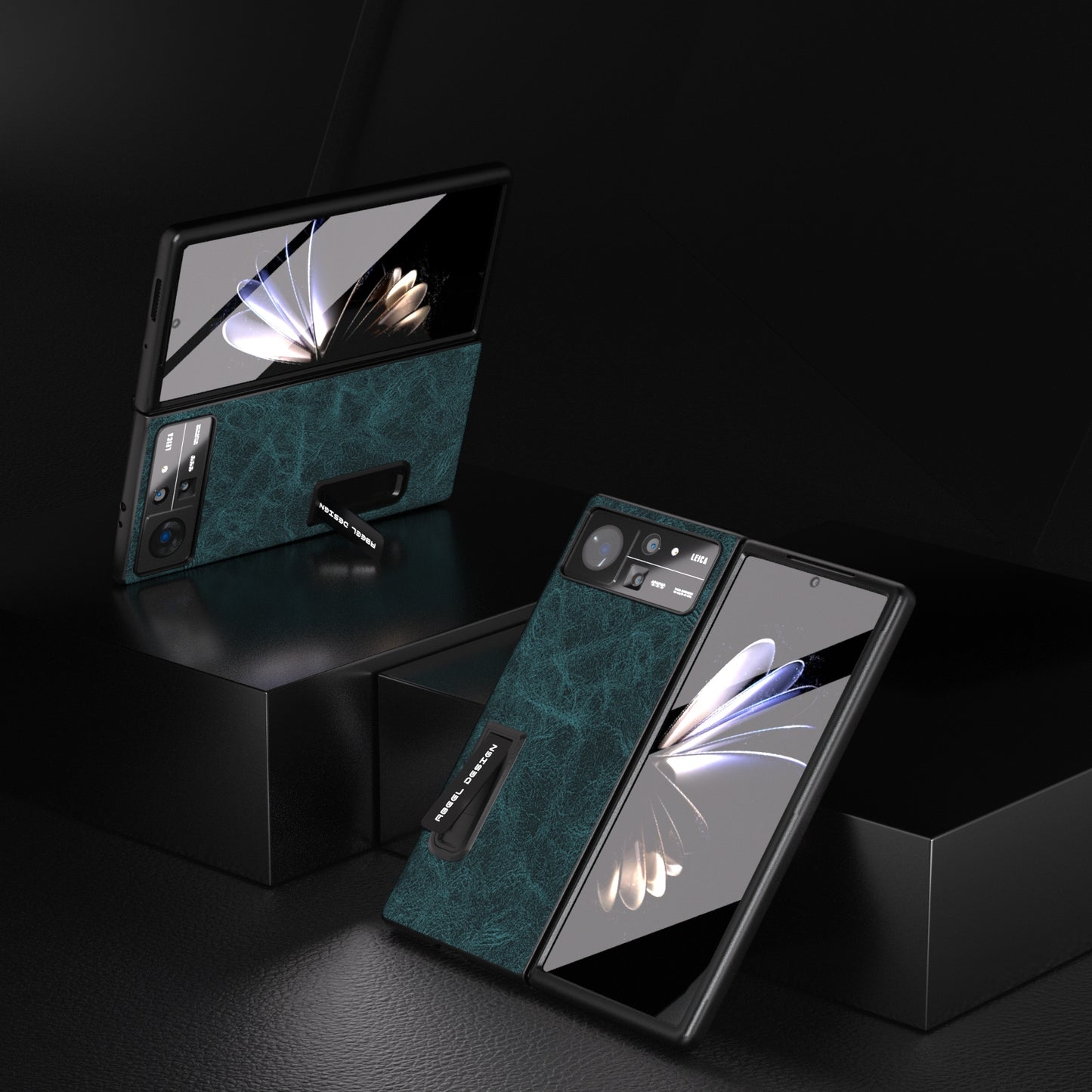 For Xiaomi Mix Fold 2 Integrated Dream Litchi Texture PU Phone Case with Holder(Blue)