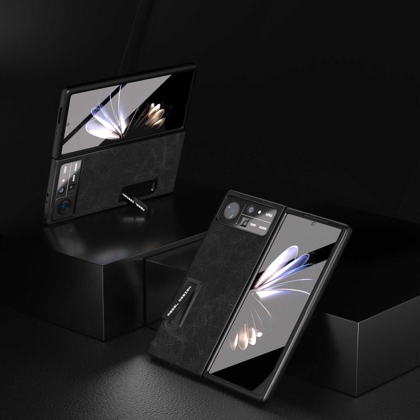 For Xiaomi Mix Fold 2 Integrated Dream Litchi Texture PU Phone Case with Holder(Black)