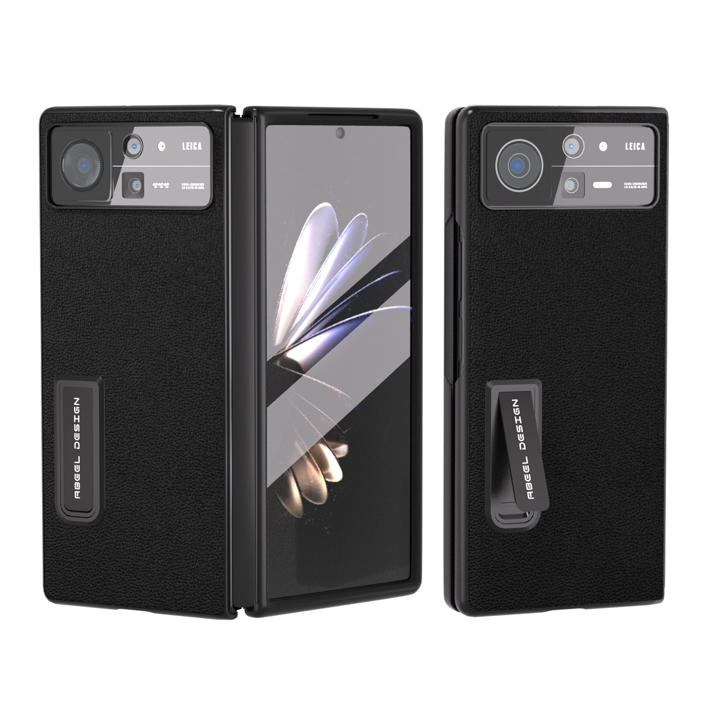 For Xiaomi Mix Fold 2 Integrated Genuine Leather Luolai Series Phone Case with Holder(Black)