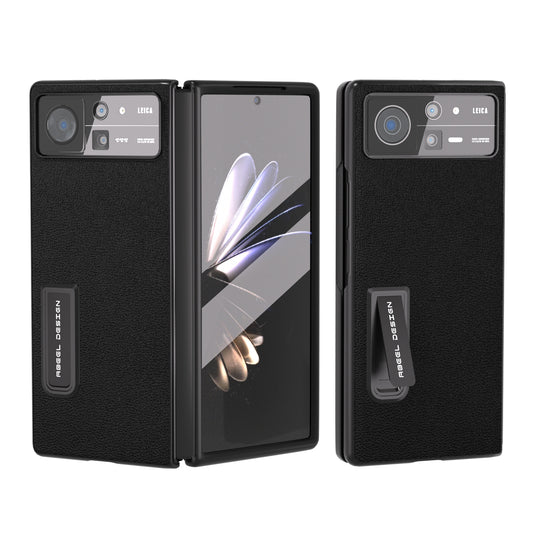 For Xiaomi Mix Fold 2 Integrated Genuine Leather Luolai Series Phone Case with Holder(Black)
