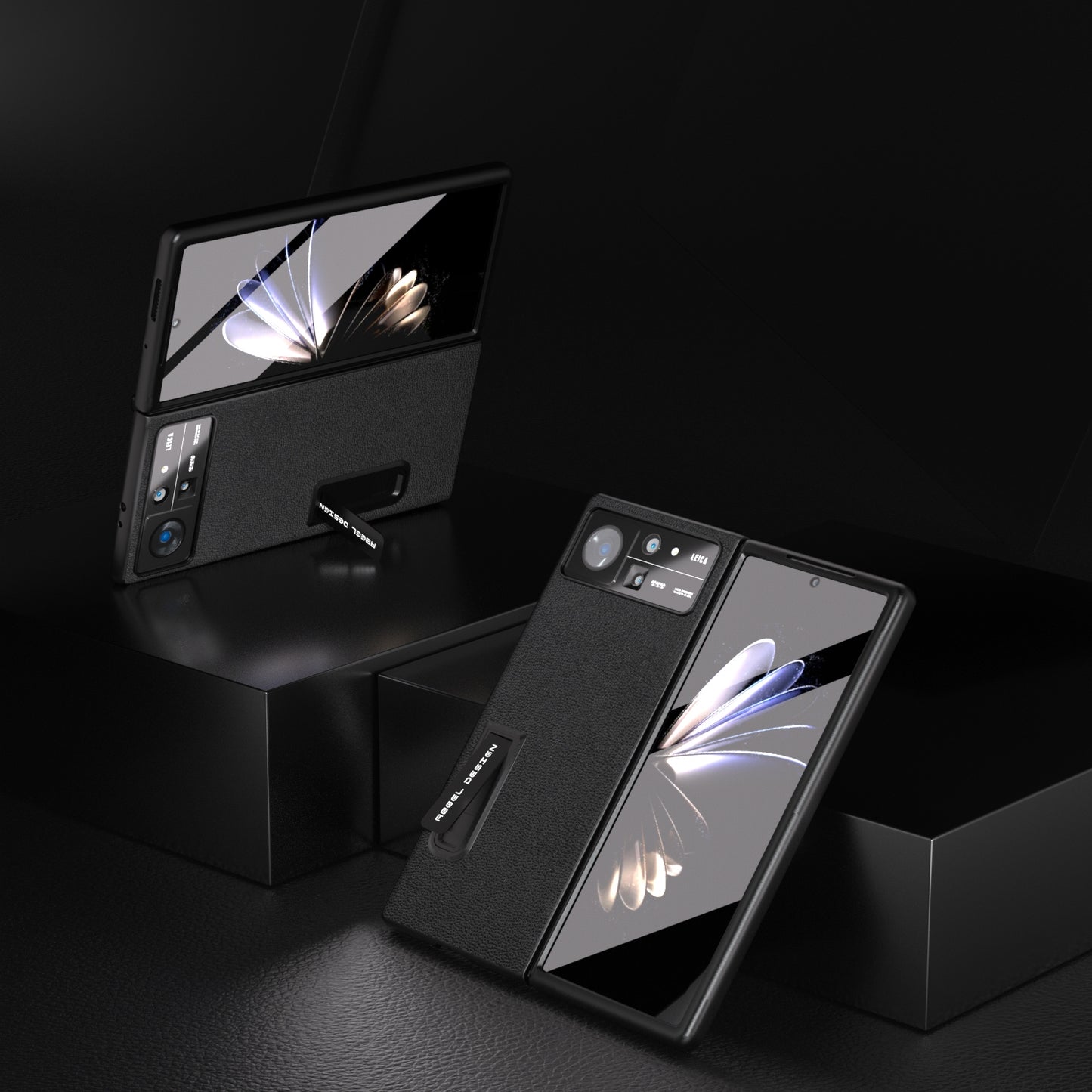 For Xiaomi Mix Fold 2 Integrated Genuine Leather Luolai Series Phone Case with Holder(Black)