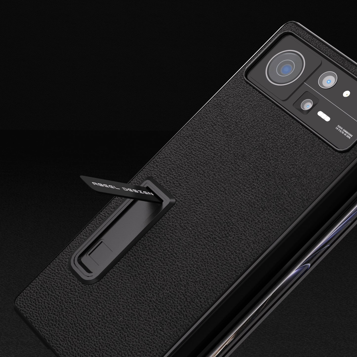For Xiaomi Mix Fold 2 Integrated Genuine Leather Luolai Series Phone Case with Holder(Black)