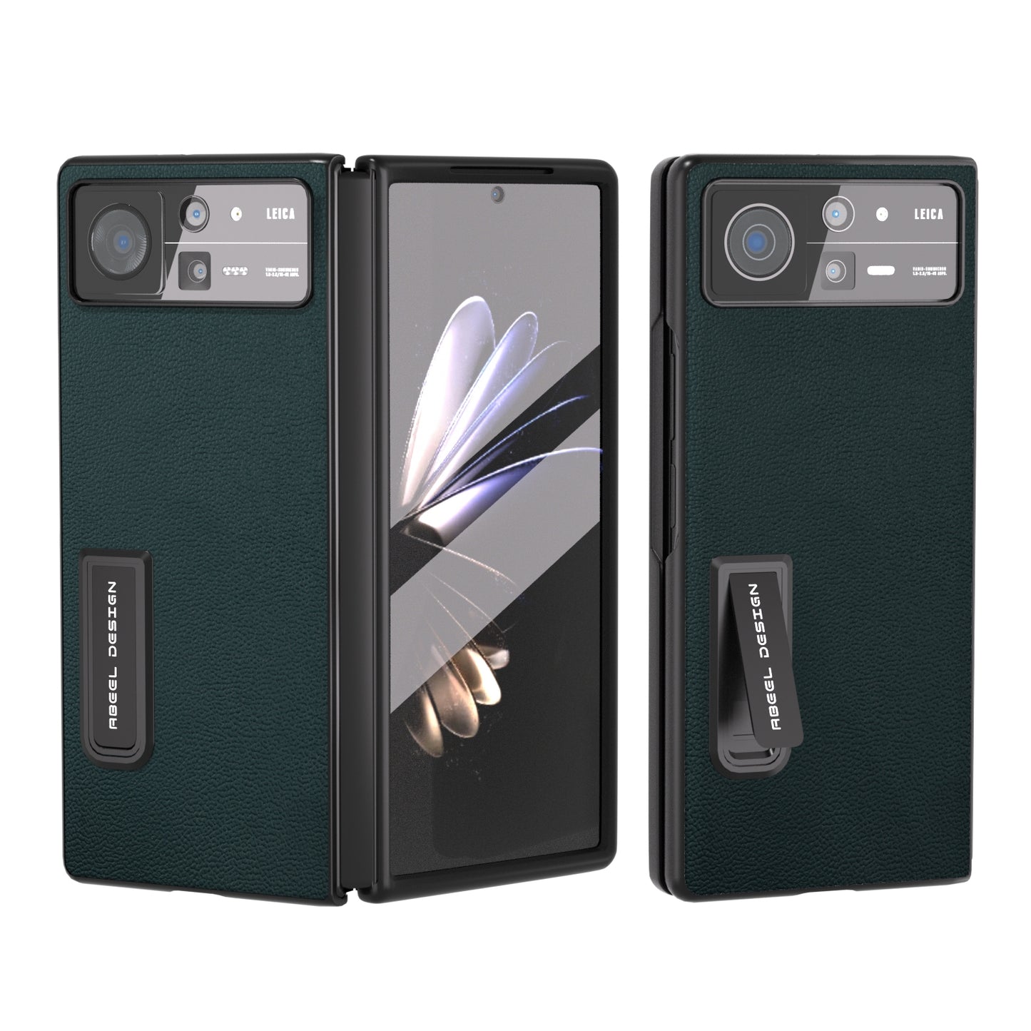 For Xiaomi Mix Fold 2 Integrated Genuine Leather Luolai Series Phone Case with Holder(Dark Green)