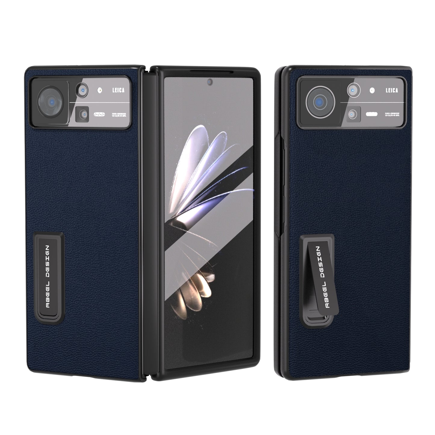 For Xiaomi Mix Fold 2 Integrated Genuine Leather Luolai Series Phone Case with Holder(Dark Blue)