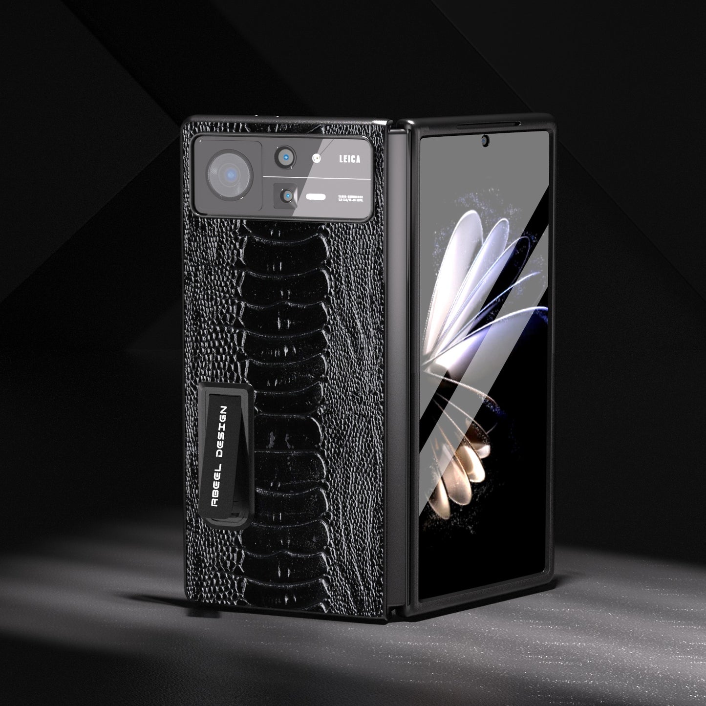 For Xiaomi Mix Fold 2 Integrated  Genuine Leather Weilai Series Phone Case with Holder(Black)