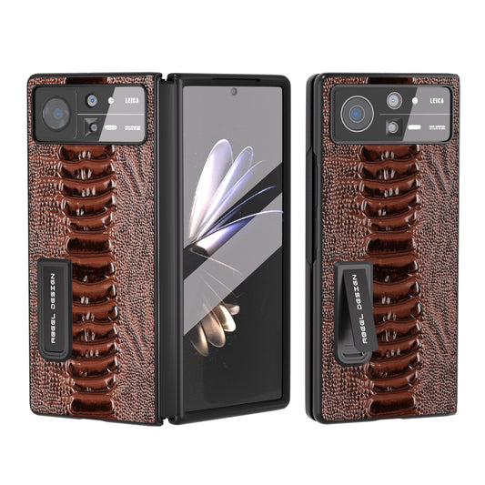 For Xiaomi Mix Fold 2 Integrated  Genuine Leather Weilai Series Phone Case with Holder(Coffee)