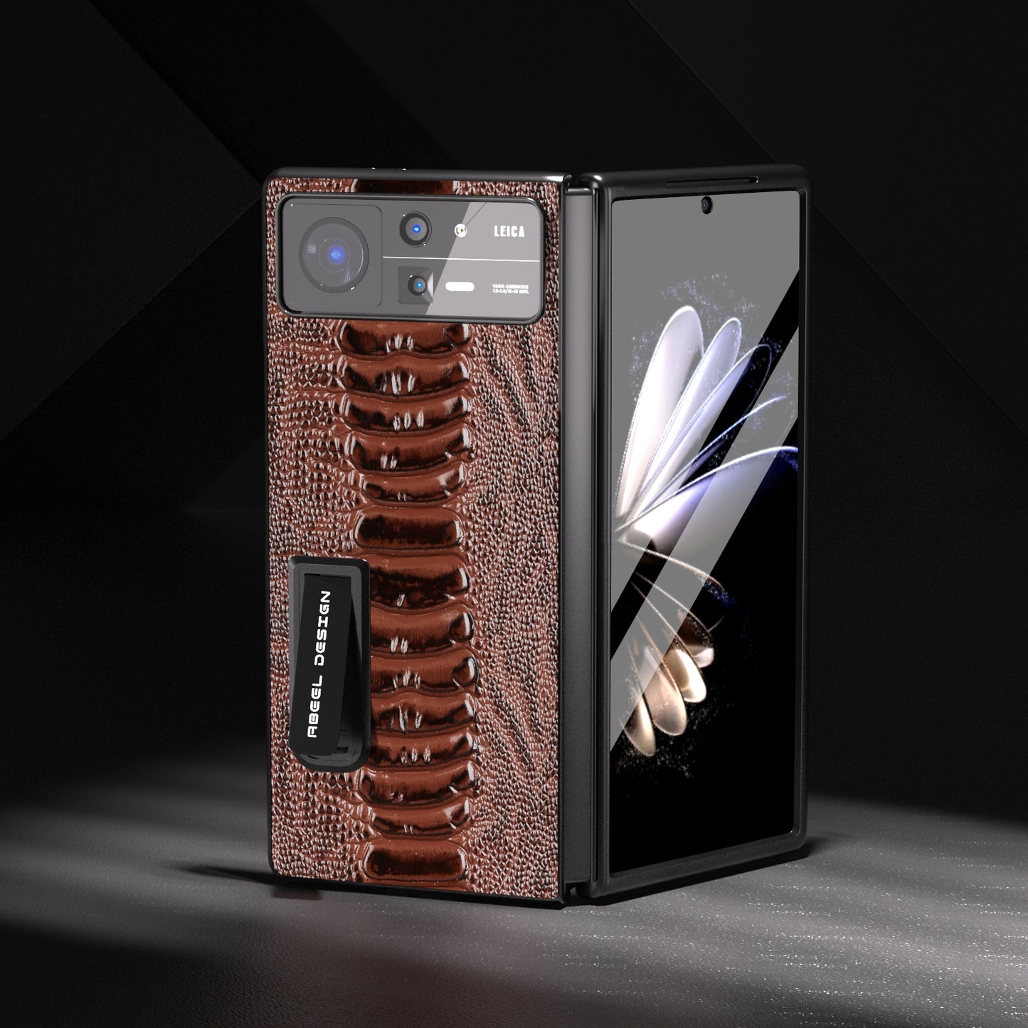 For Xiaomi Mix Fold 2 Integrated  Genuine Leather Weilai Series Phone Case with Holder(Coffee)