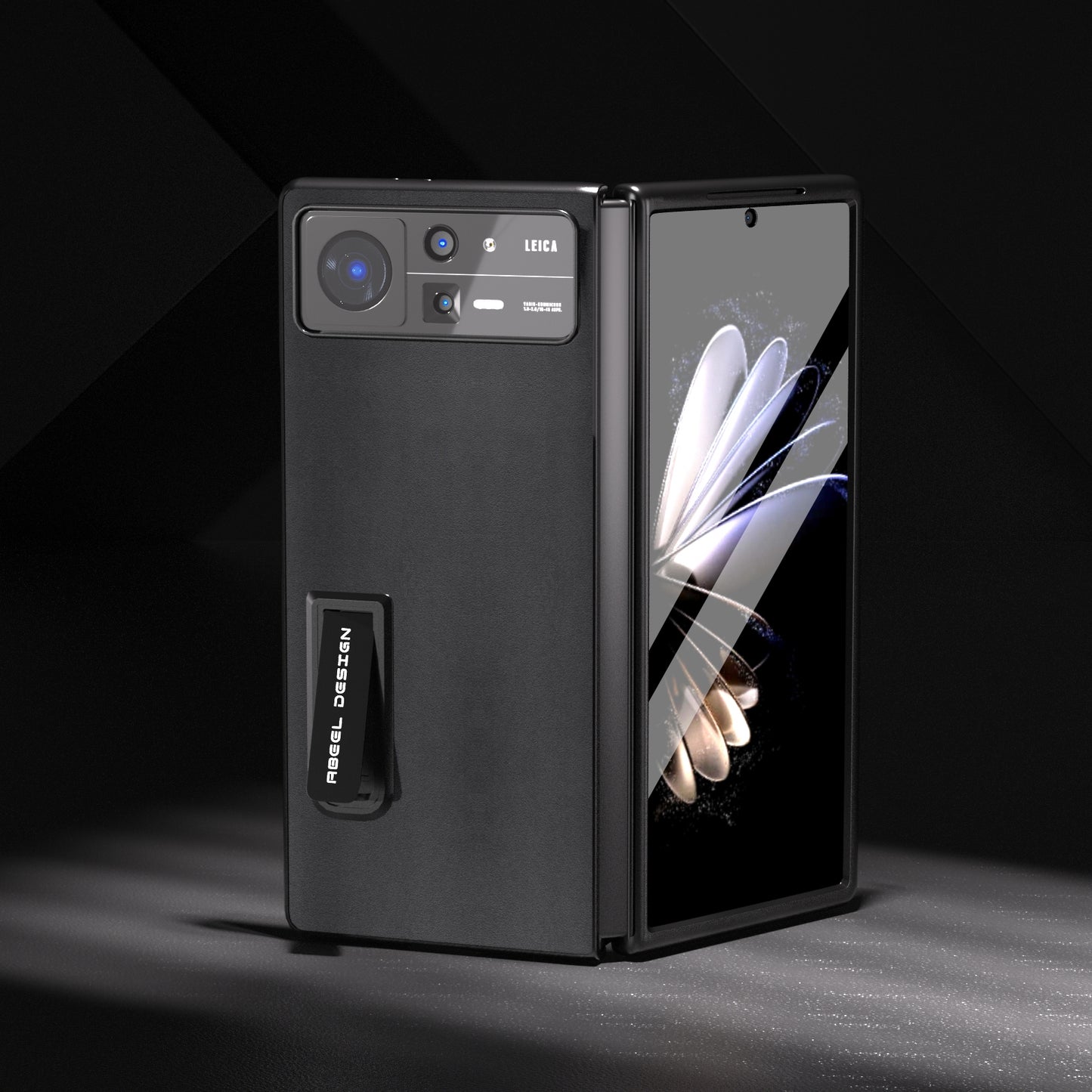 For Xiaomi Mix Fold 2 Integrated Genuine Leather Xiaoya Series Phone Case with Holder(Black)