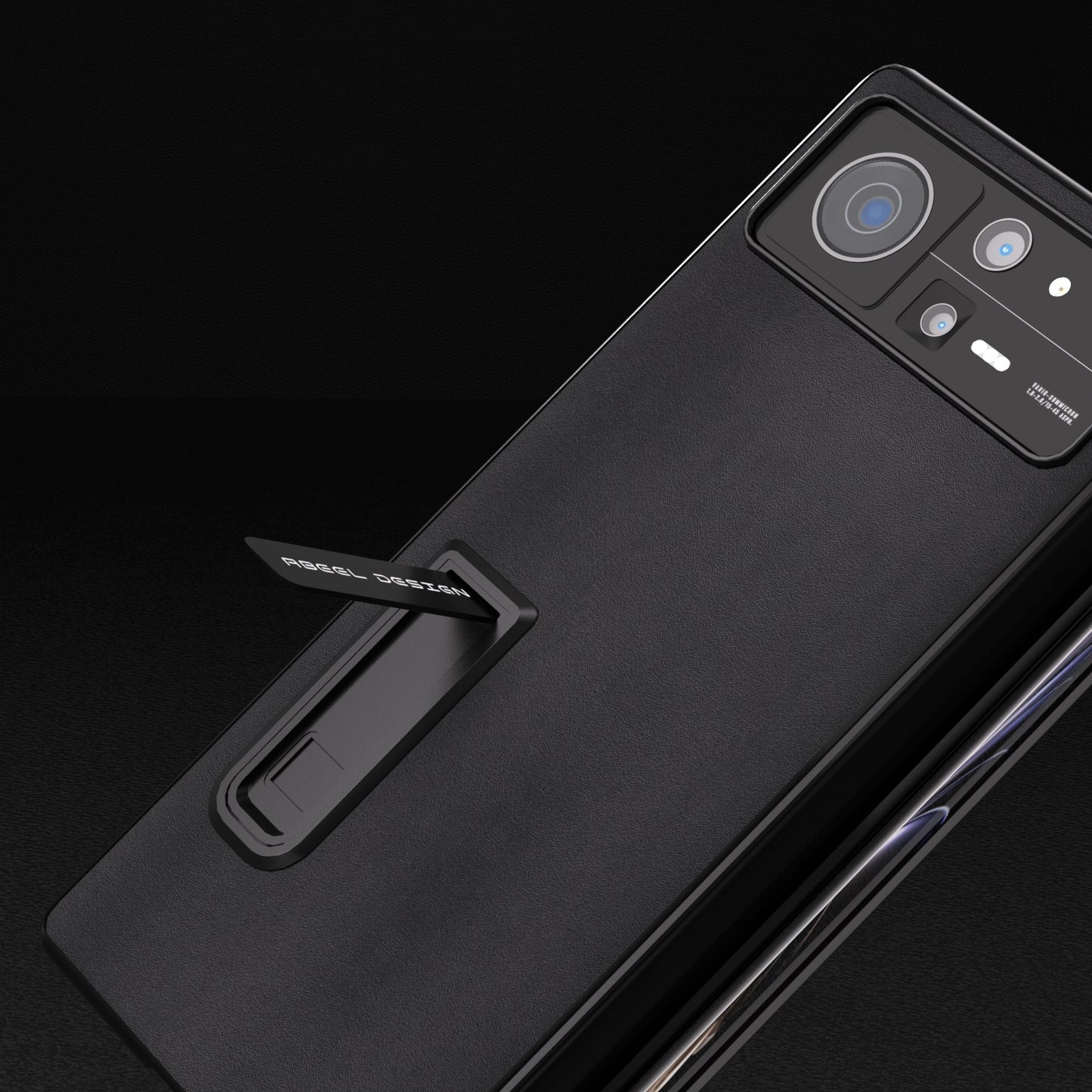 For Xiaomi Mix Fold 2 Integrated Genuine Leather Xiaoya Series Phone Case with Holder(Black)