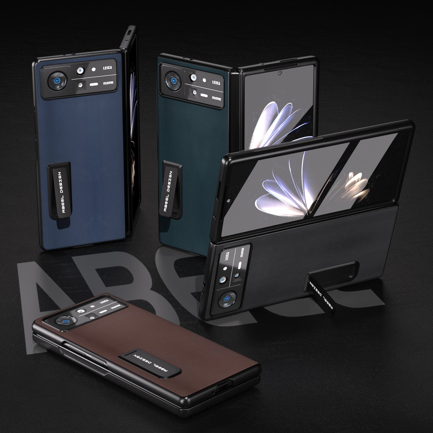 For Xiaomi Mix Fold 2 Integrated Genuine Leather Xiaoya Series Phone Case with Holder(Black)