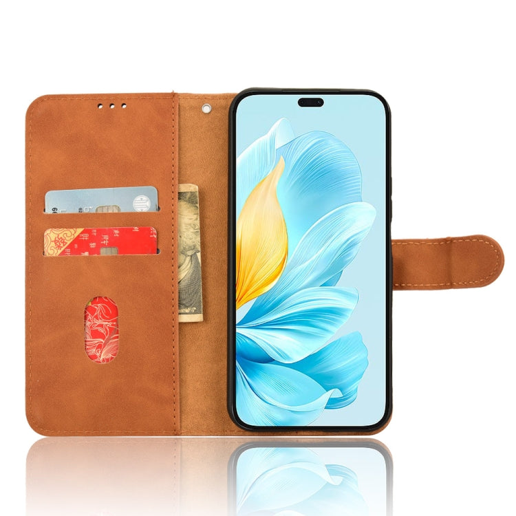 For Honor 200 Lite Skin Feel Magnetic Flip Leather Phone Case(Brown)