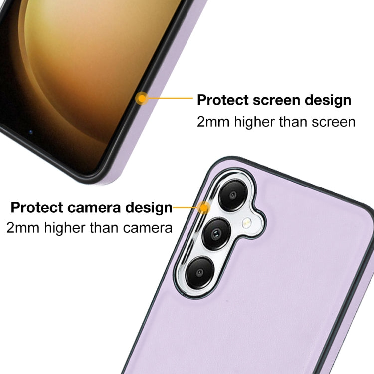 For Samsung Galaxy S24 5G Leather Texture Full Coverage Phone Case(Purple)