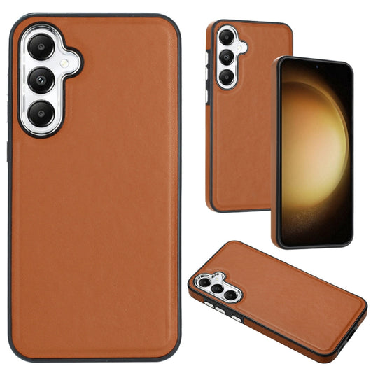 For Samsung Galaxy S24 5G Leather Texture Full Coverage Phone Case(Brown)