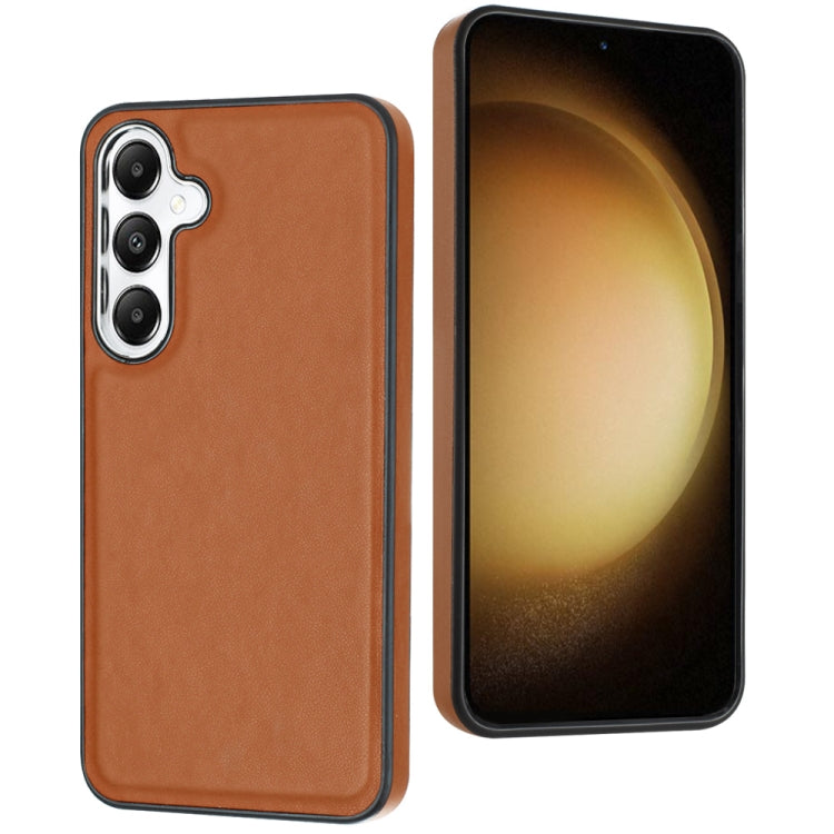For Samsung Galaxy S24 5G Leather Texture Full Coverage Phone Case(Brown)