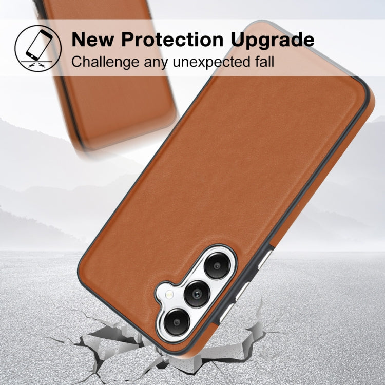 For Samsung Galaxy S24 5G Leather Texture Full Coverage Phone Case(Brown)