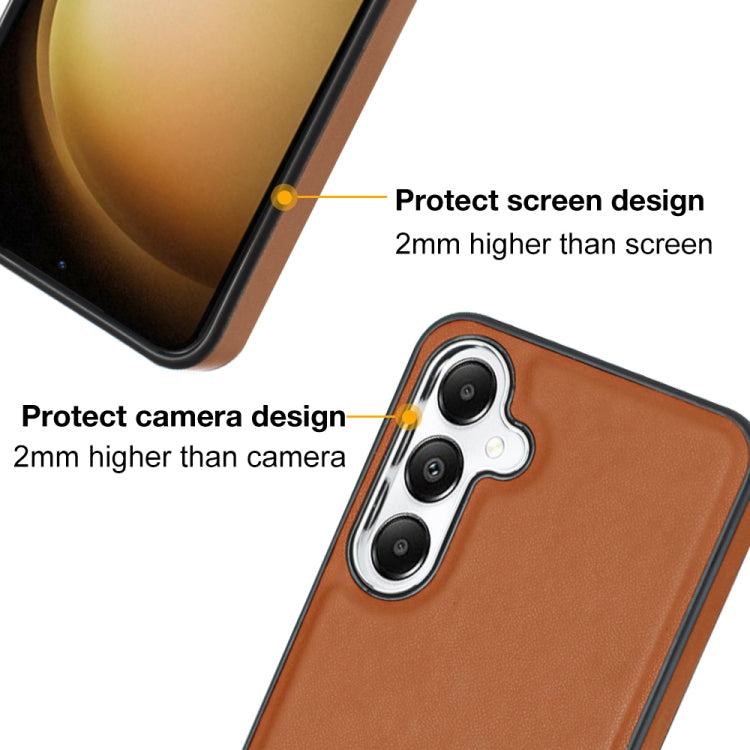 For Samsung Galaxy S24 5G Leather Texture Full Coverage Phone Case(Brown)