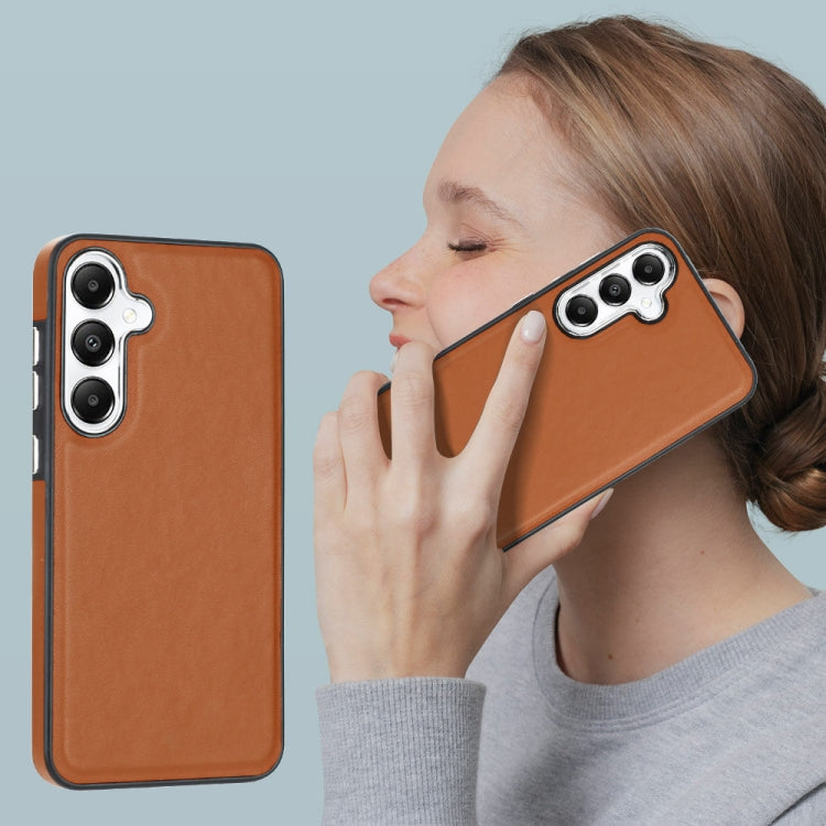 For Samsung Galaxy S24 5G Leather Texture Full Coverage Phone Case(Brown)