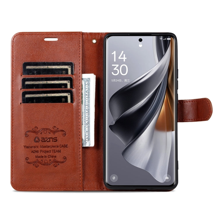 For Honor 100 Pro AZNS Sheepskin Texture Flip Leather Phone Case(Brown)