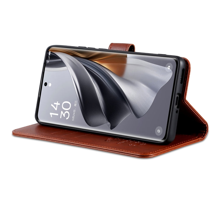 For Honor Magic6 AZNS Sheepskin Texture Flip Leather Phone Case(Brown)