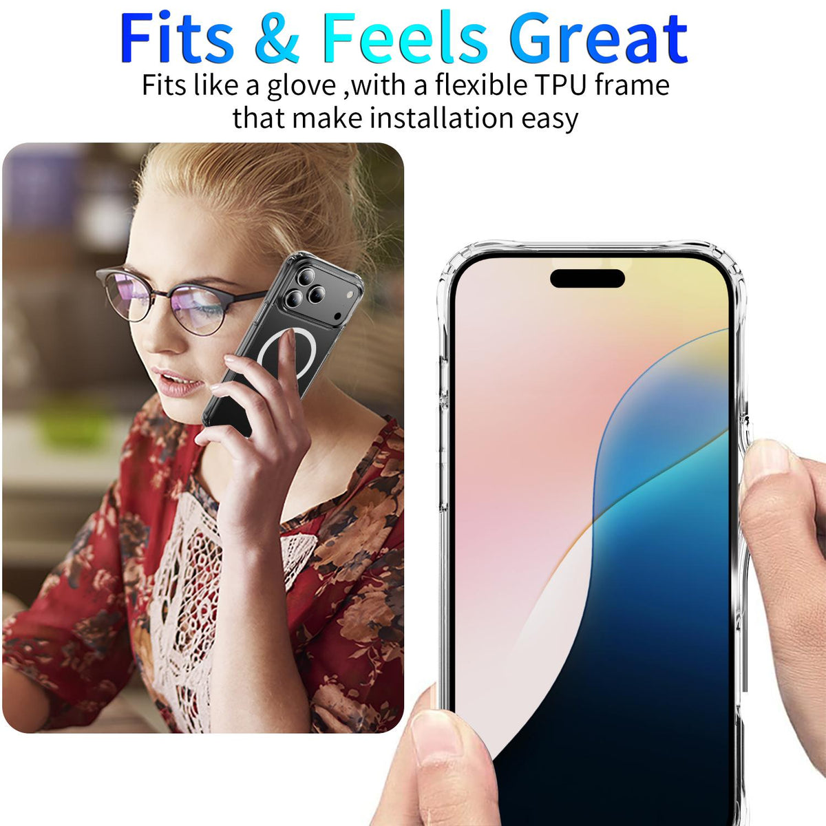 Compatible with iPhone 18 Pro Max Four Corner Airbags MagSafe Magnetic Phone Case - Transparent
