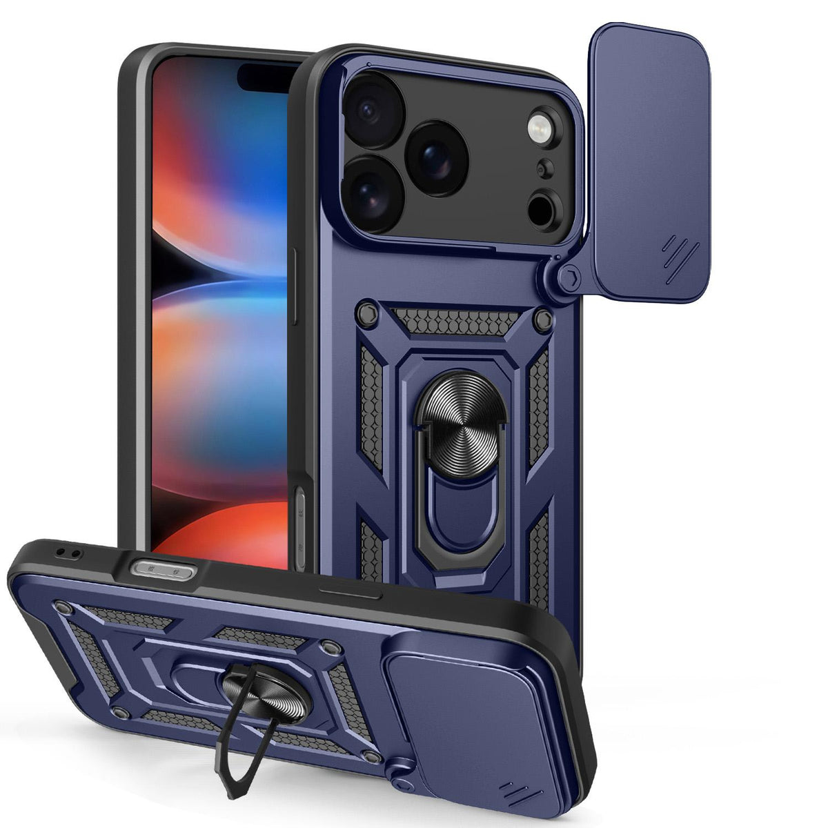 Compatible with iPhone 18 Pro Max Sliding Camera Cover Design TPU+PC Phone Case - Blue