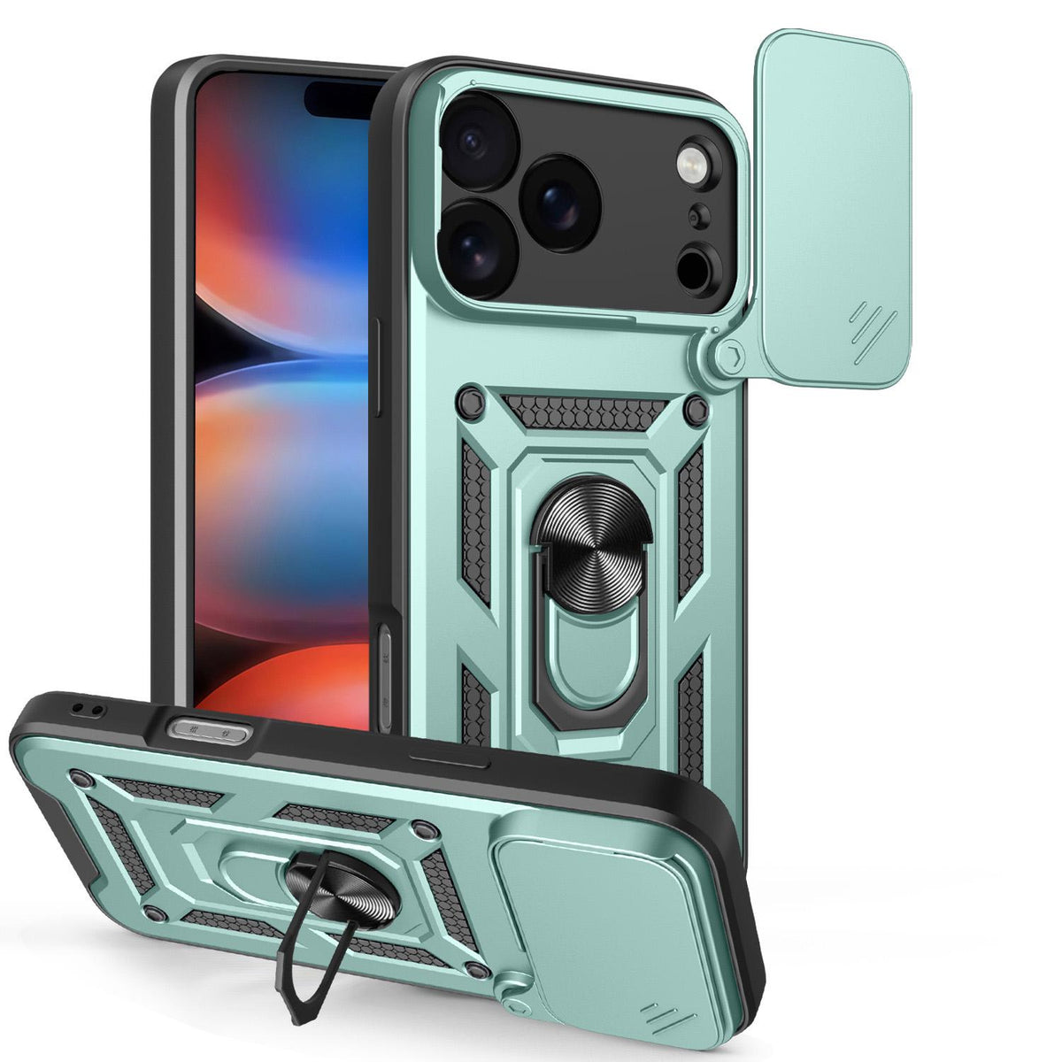 Compatible with iPhone 18 Pro Max Sliding Camera Cover Design TPU+PC Phone Case - Green