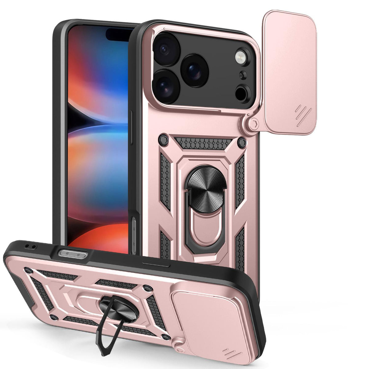 Compatible with iPhone 18 Pro Max Sliding Camera Cover Design TPU+PC Phone Case - Rose Gold