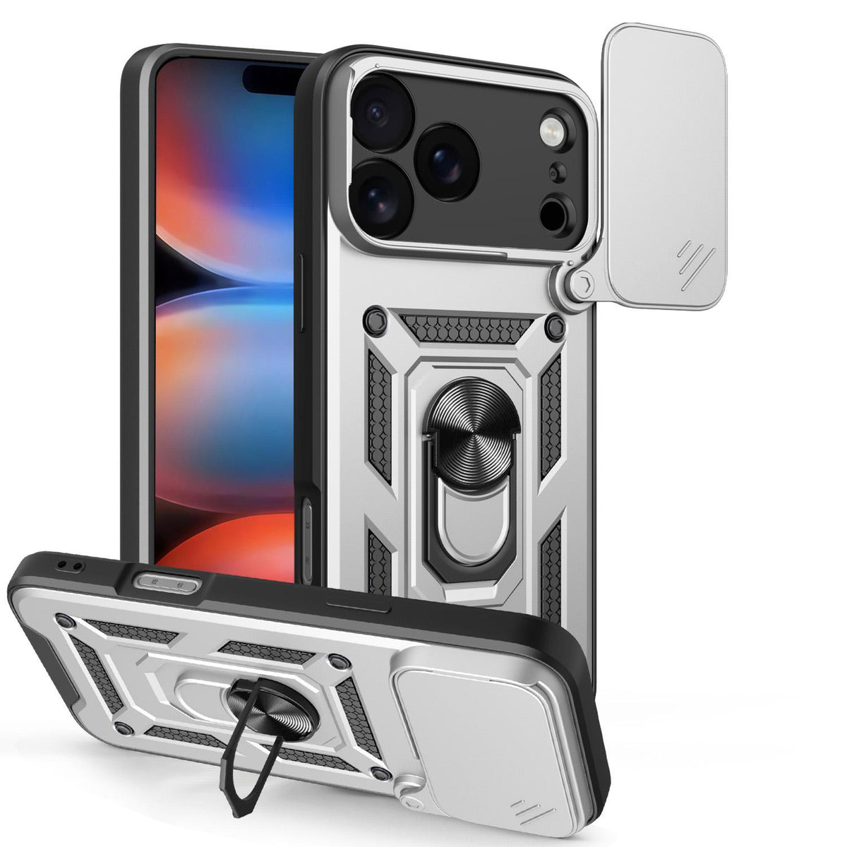 Compatible with iPhone 18 Pro Max Sliding Camera Cover Design TPU+PC Phone Case - Silver