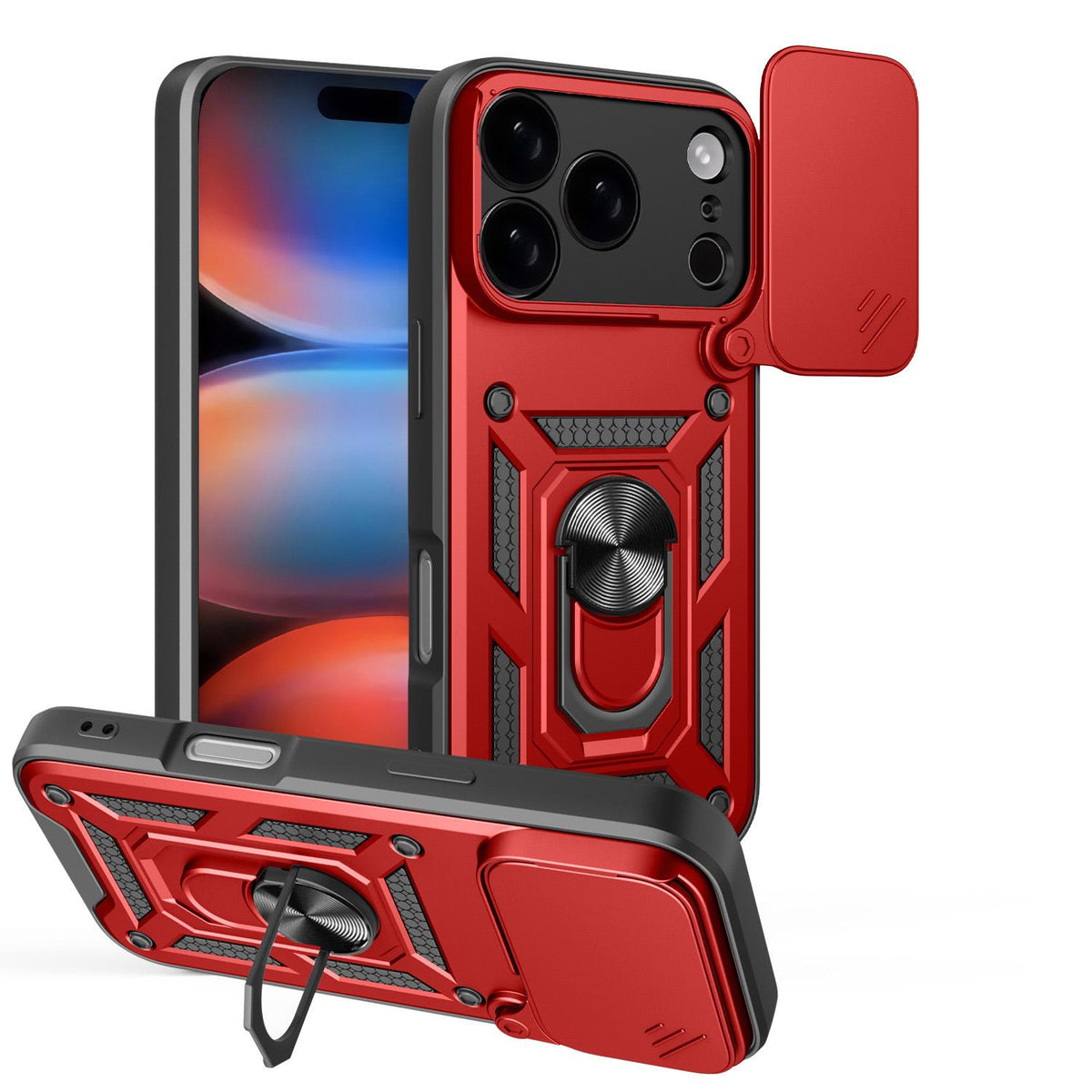 Compatible with iPhone 18 Pro Sliding Camera Cover Design TPU+PC Phone Case - Red
