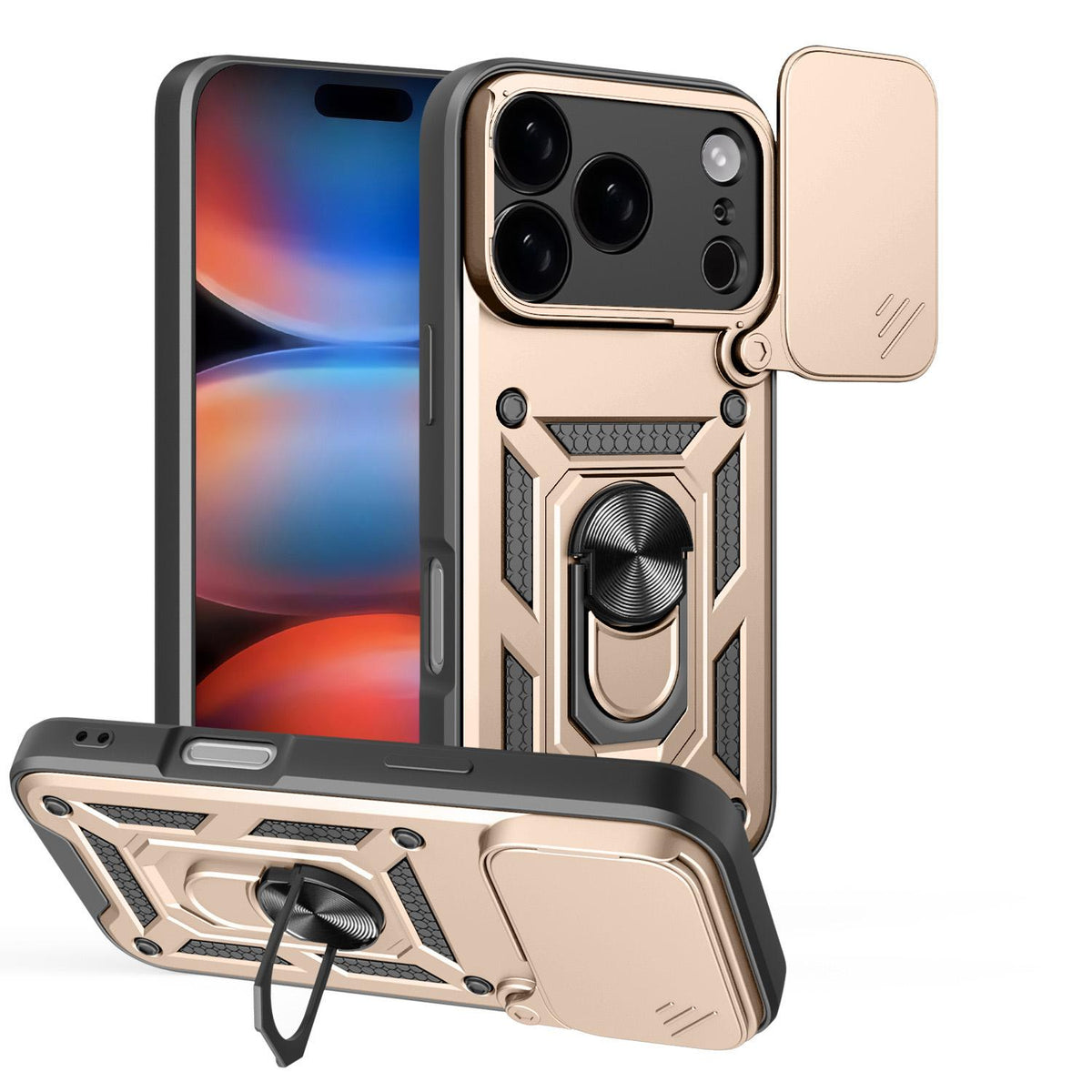 Compatible with iPhone 18 Pro Sliding Camera Cover Design TPU+PC Phone Case - Gold
