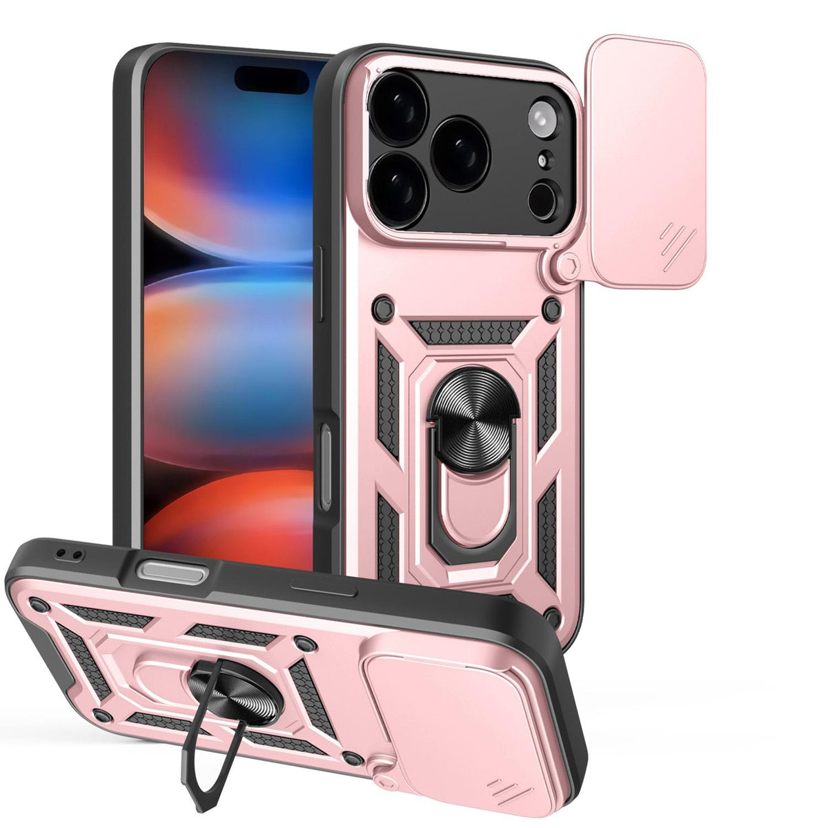 Compatible with iPhone 18 Pro Sliding Camera Cover Design TPU+PC Phone Case - Rose Gold