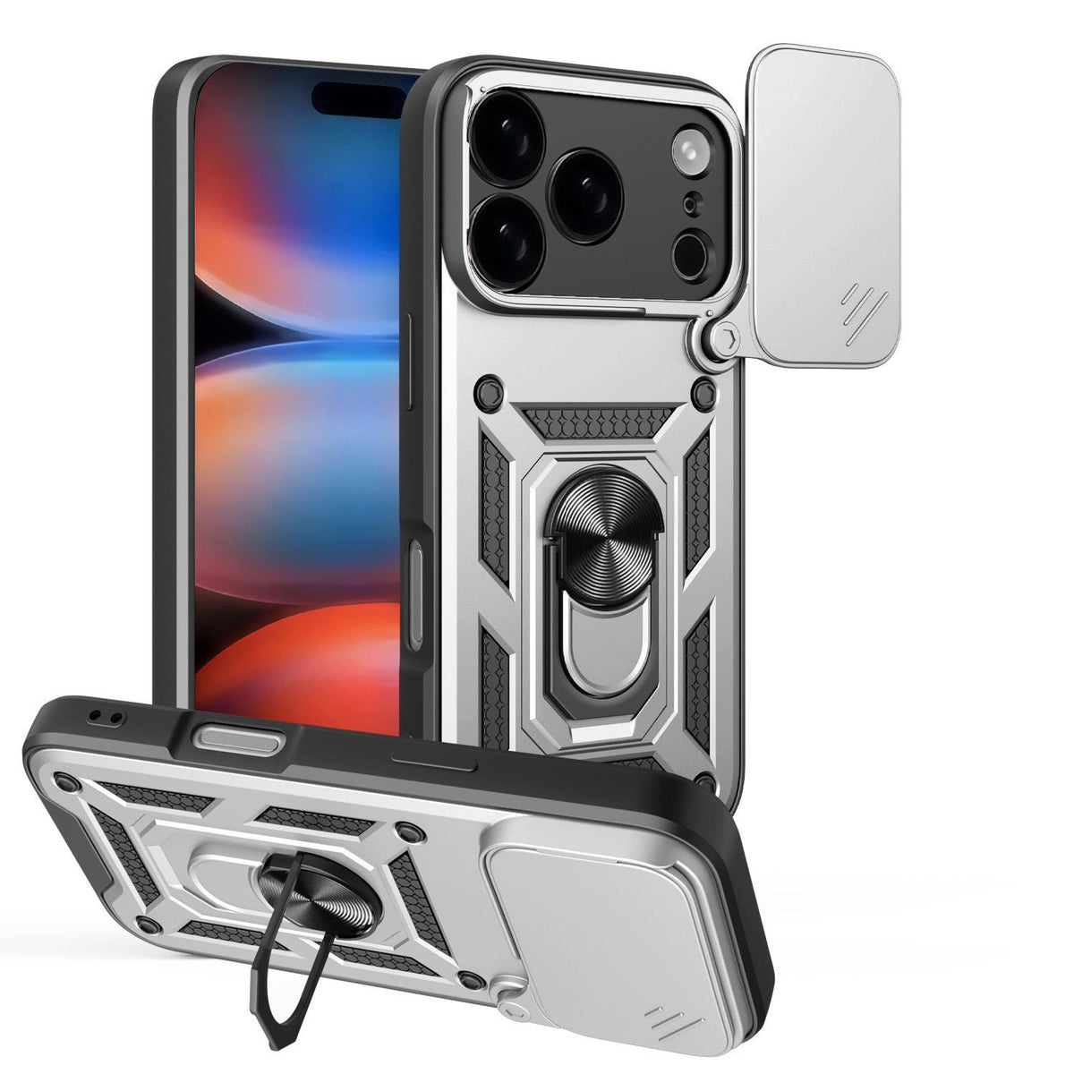 Compatible with iPhone 18 Pro Sliding Camera Cover Design TPU+PC Phone Case - Silver