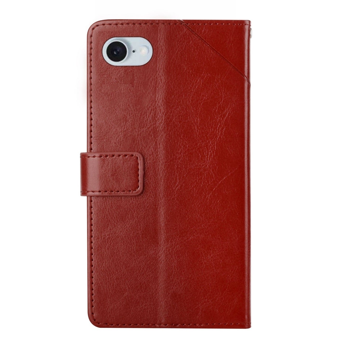 For iPhone 16e HT01 Y-shaped Pattern Flip Leather Phone Case(Brown)