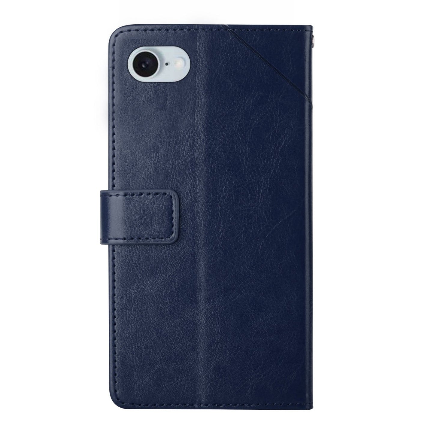 For iPhone 16e HT01 Y-shaped Pattern Flip Leather Phone Case(Blue)