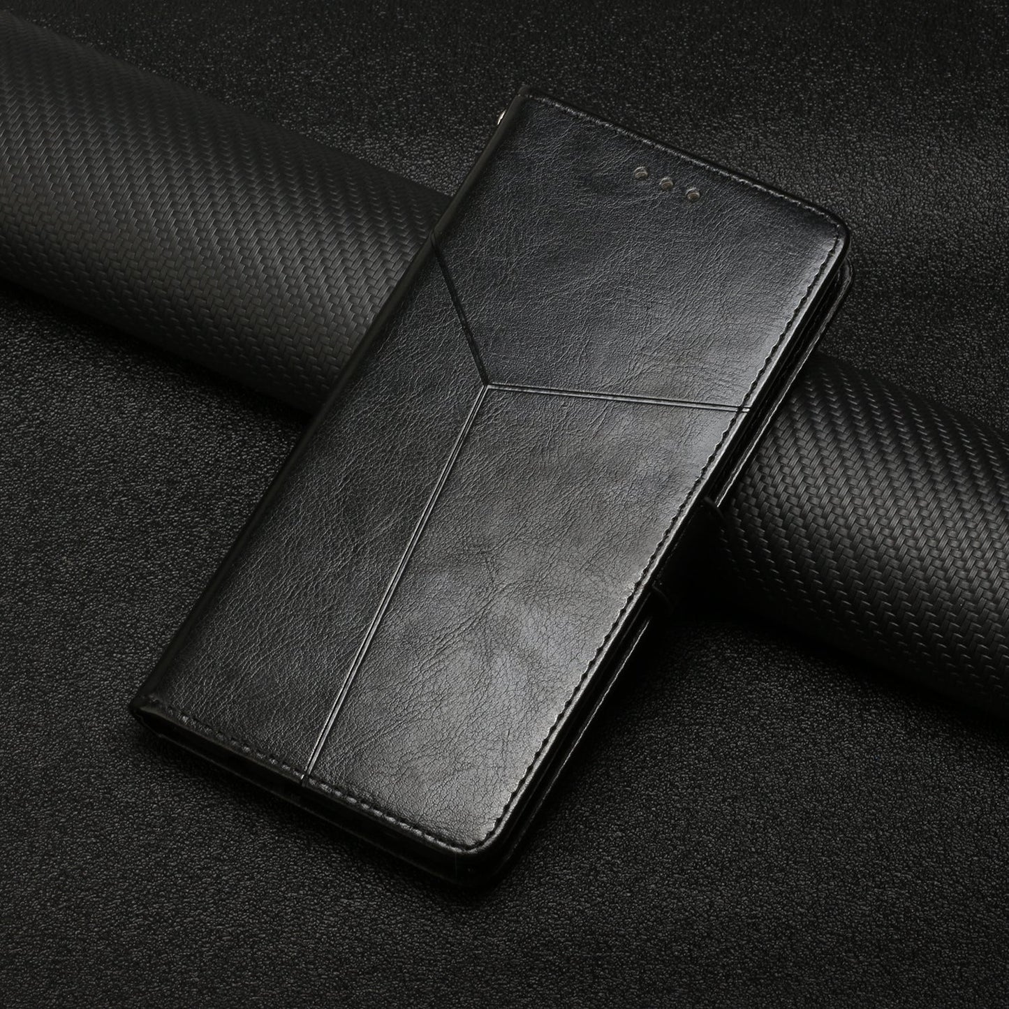 For iPhone 16e HT01 Y-shaped Pattern Flip Leather Phone Case(Black)