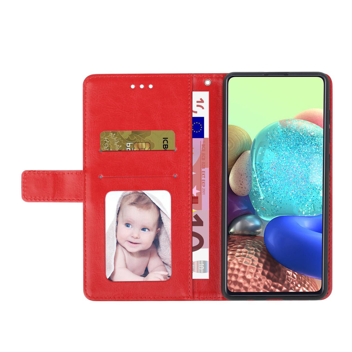 Compatible with iPhone 18 Pro Max & 17 Pro Max HT01 Y-shaped Pattern Flip Leather Phone Case - Red