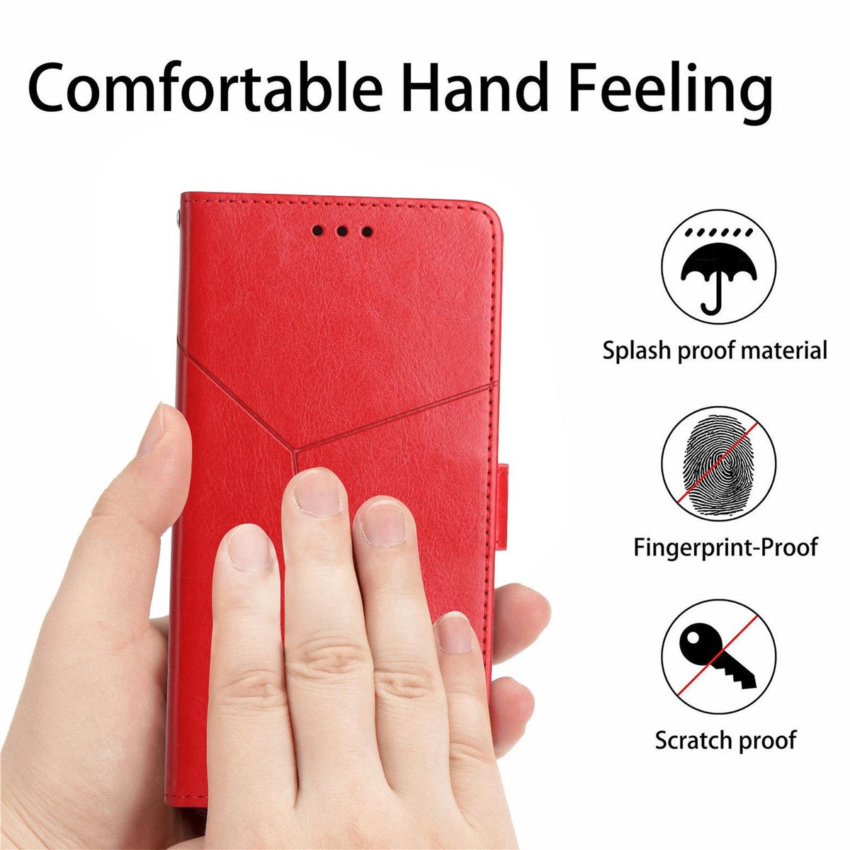Compatible with iPhone 18 Pro Max & 17 Pro Max HT01 Y-shaped Pattern Flip Leather Phone Case - Red
