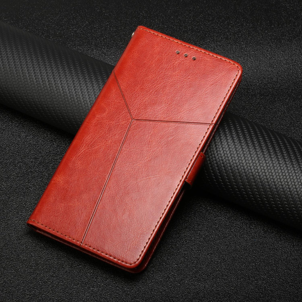 Compatible with iPhone 18 Pro Max & 17 Pro Max HT01 Y-shaped Pattern Flip Leather Phone Case - Brown