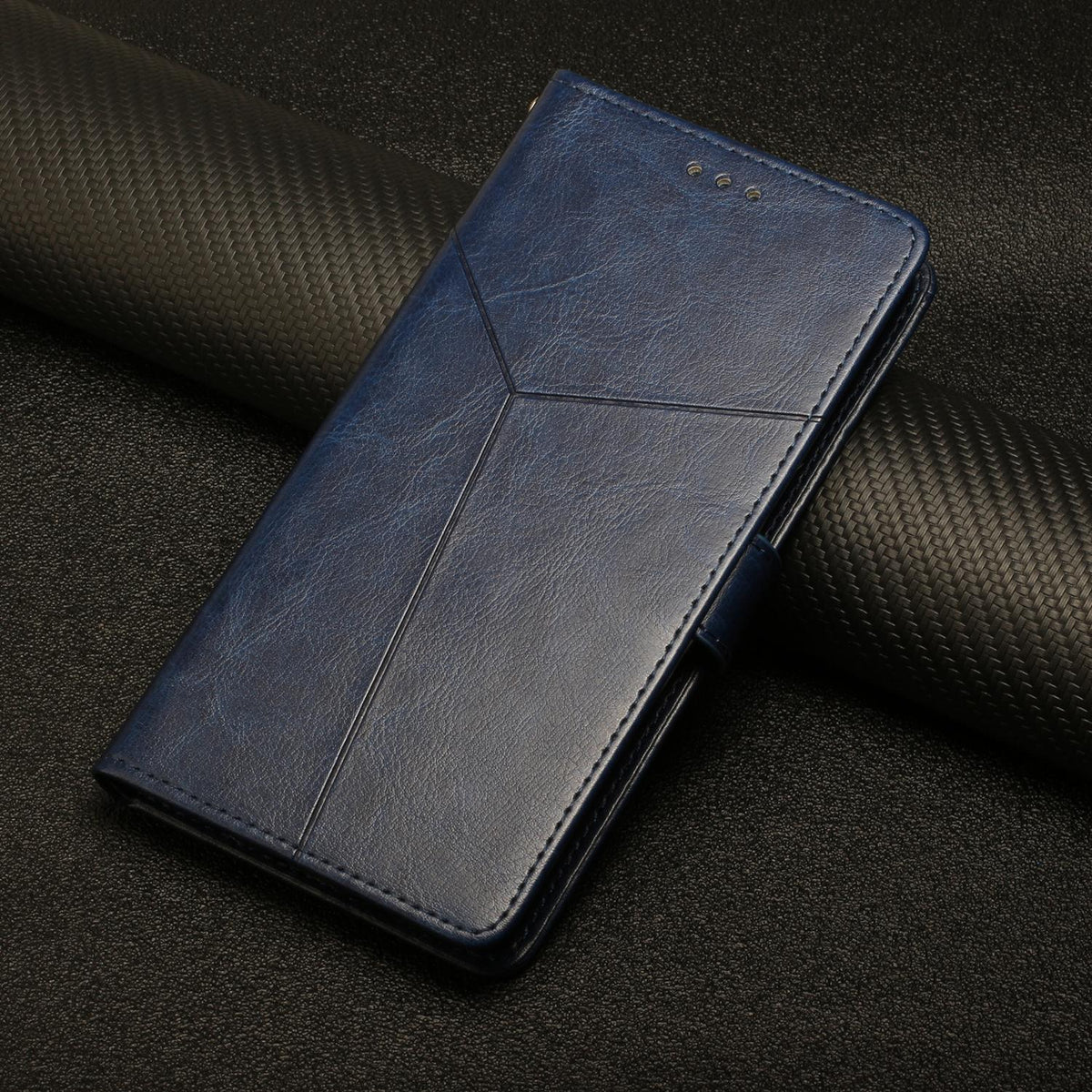 Compatible with iPhone 18 Pro Max & 17 Pro Max HT01 Y-shaped Pattern Flip Leather Phone Case - Blue
