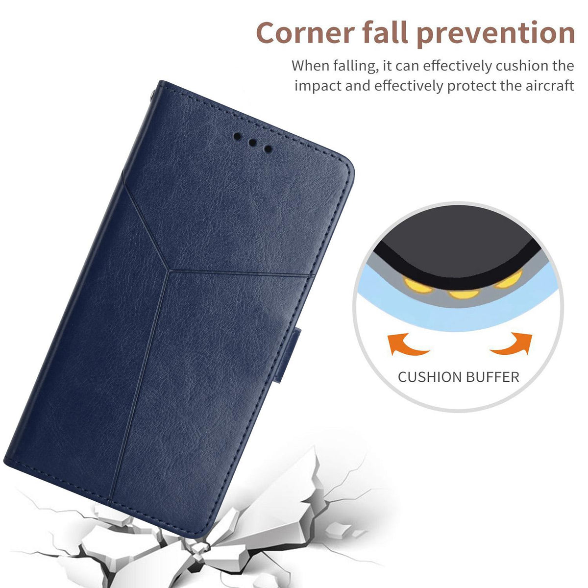 Compatible with iPhone 18 Pro Max & 17 Pro Max HT01 Y-shaped Pattern Flip Leather Phone Case - Blue
