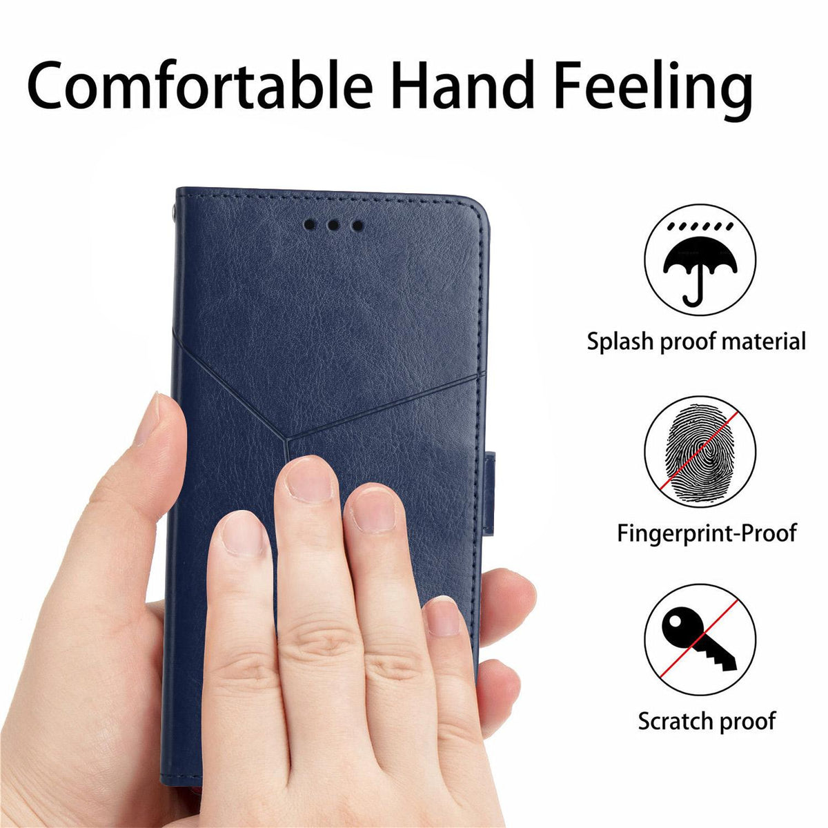 Compatible with iPhone 18 Pro Max & 17 Pro Max HT01 Y-shaped Pattern Flip Leather Phone Case - Blue