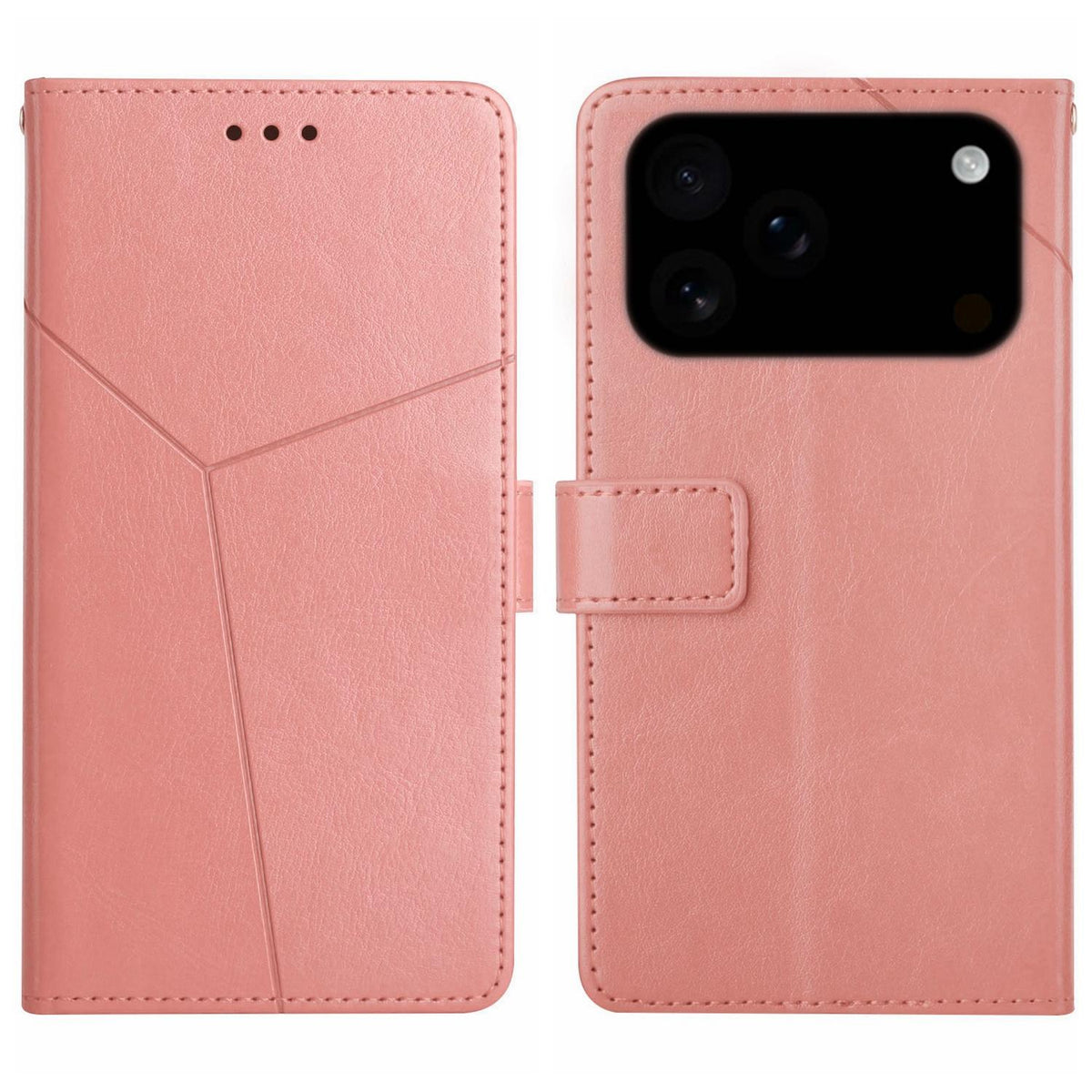 Compatible with iPhone 18 Pro Max & 17 Pro Max HT01 Y-shaped Pattern Flip Leather Phone Case - Pink