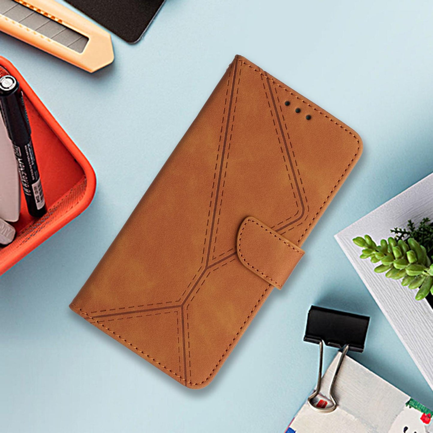 For vivo V50 Lite 5G Stitching Embossed Leather Phone Case(Brown)