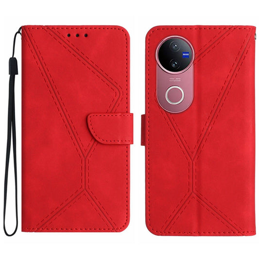 For vivo V50 5G Global Stitching Embossed Leather Phone Case(Red)