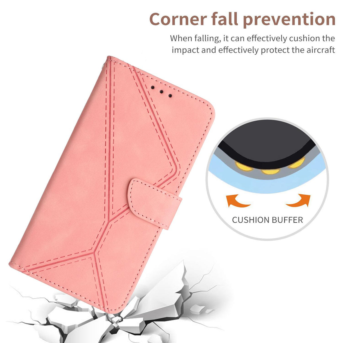 Compatible with iPhone 18 Pro Max & 17 Pro Max Stitching Embossed Leather Phone Case - Pink
