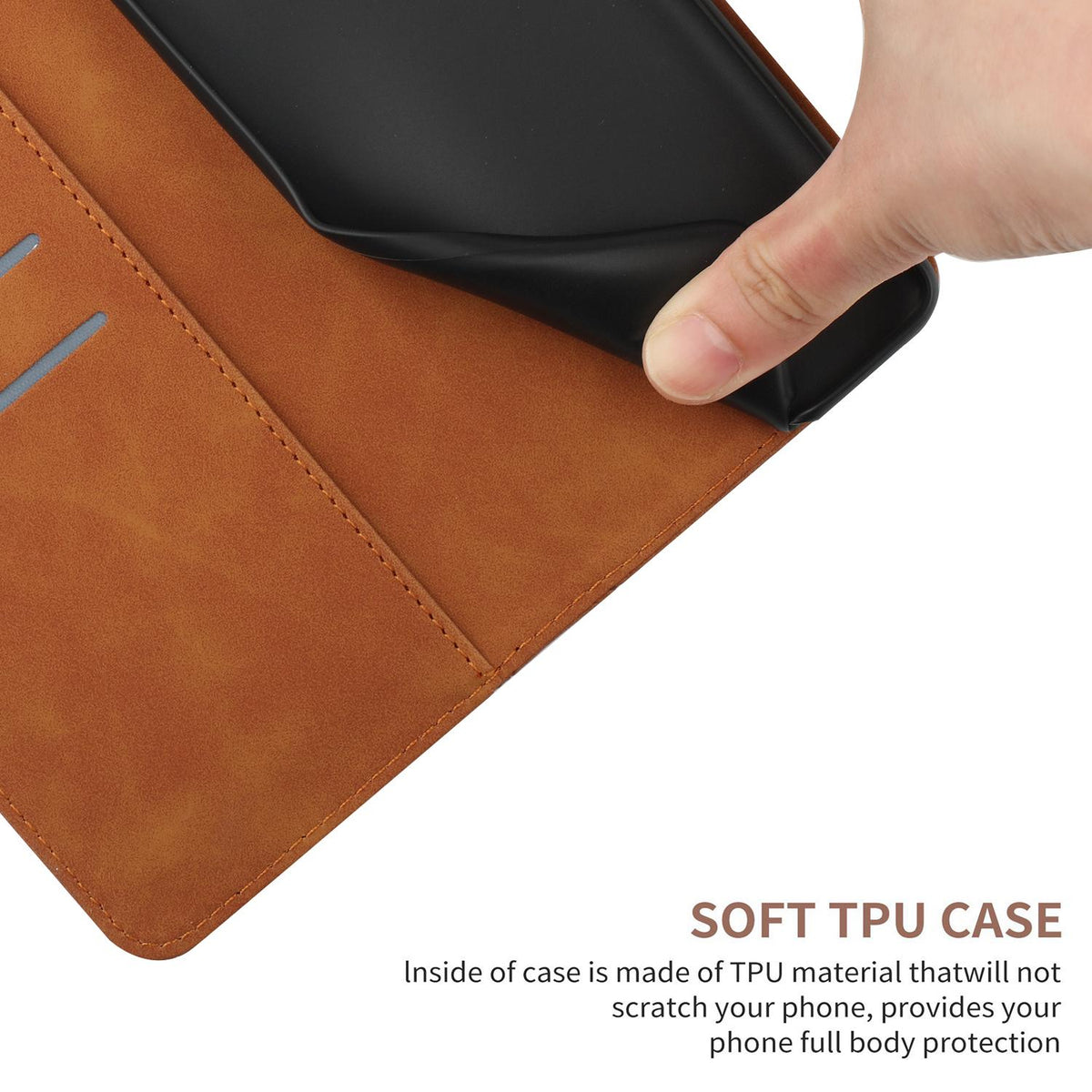 Compatible with iPhone 18 Pro Max & 17 Pro Max Stitching Embossed Leather Phone Case - Brown