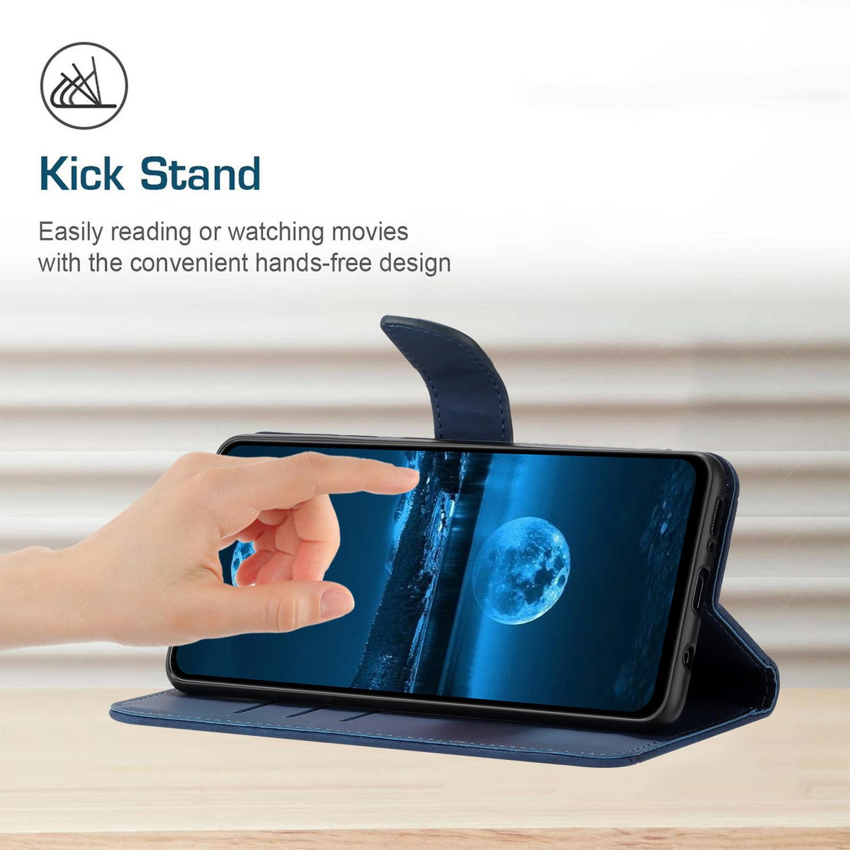 Compatible with iPhone 18 Pro Max & 17 Pro Max Stitching Embossed Leather Phone Case - Blue